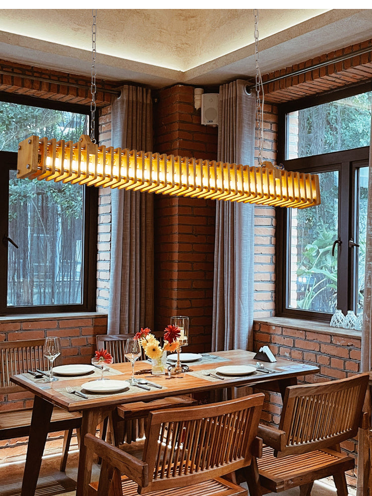 Wood & metal Austin pendant light over dining table