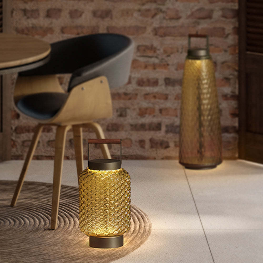 Hailie Vintage Lantern Outdoor Floor Lamp, warm ambient lighting