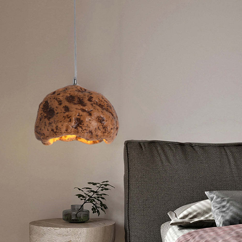 Wabi Sabi Resin Pendant Light in Bedroom