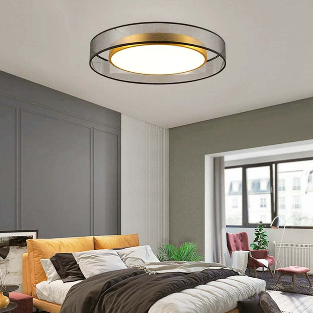 Bedroom with Quinn Nordic Modern Round LED Ceiling Light
