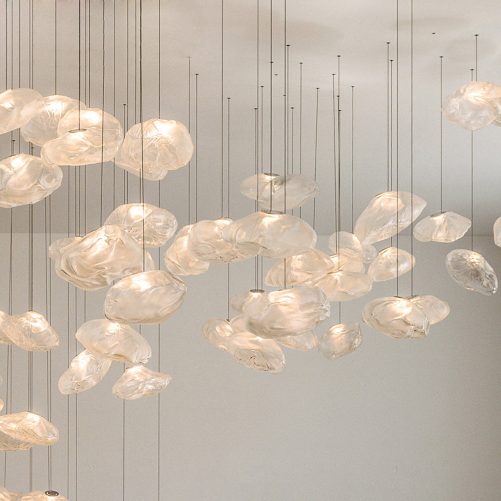 Byers glass pendant lights, cloud-like chandelier.