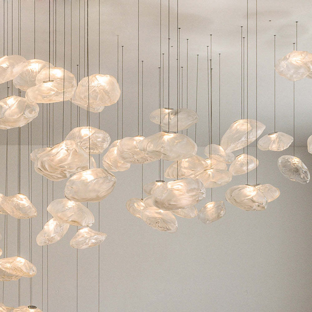 Byers glass pendant lights, cloud-like chandelier.