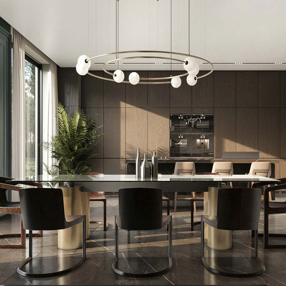 Valentina pendant light illuminating a modern dining room