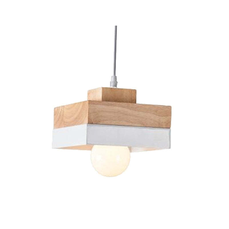 Morandi Square Pendant Light - Wood and Metal Fixture