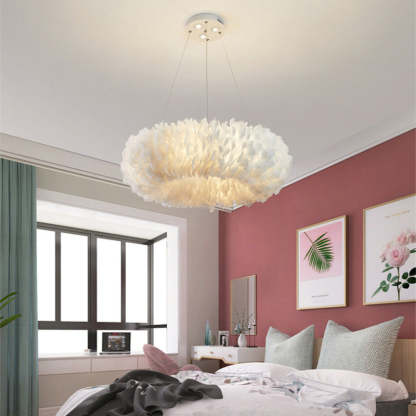 O'Moore Feather Pendant Light in Bedroom