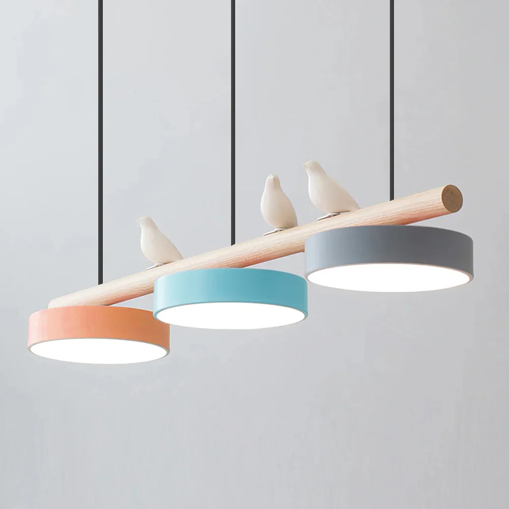 Morandi Modern Metal Wood Resin Acrylic Pendant Light Dining Room Bedroom