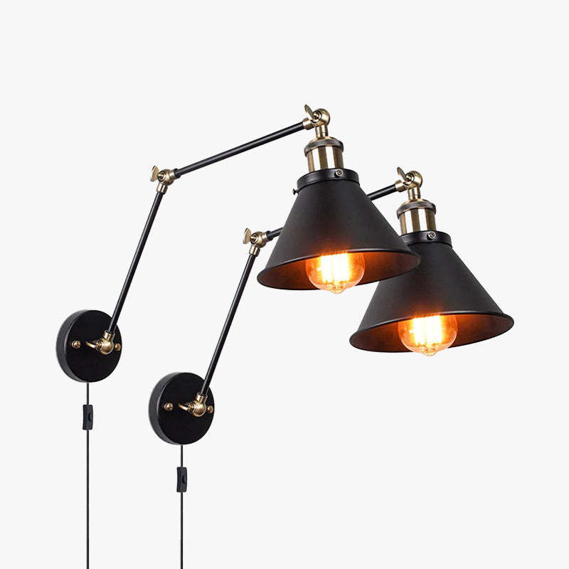 Brady Retro Wall Lamp with Swing Arm Metal