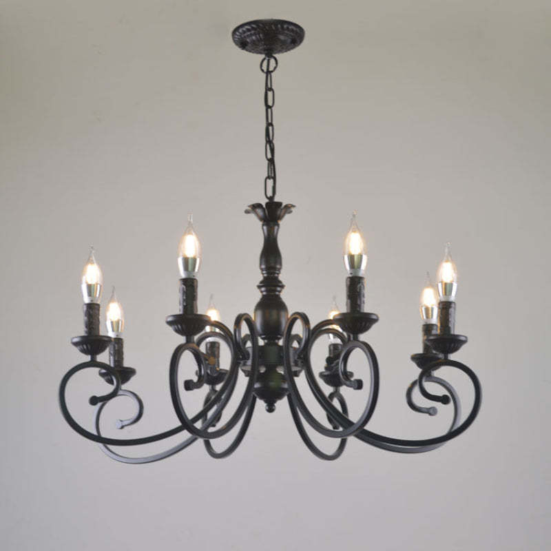 Silva Black Metal Candle Chandelier with 8 Lights
