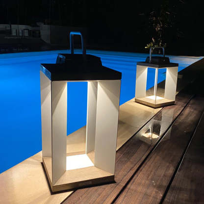 Las Sola Orr solar outdoor floor lamps near pool Orr Contemporary Rectangular Solar Outdoor Floor Lamp
