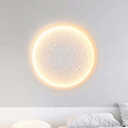 Elif Moon Wall Lamp: Gypsum moon light above bed. Elif Decorative Moon Metal Gypsum Wall Lamp