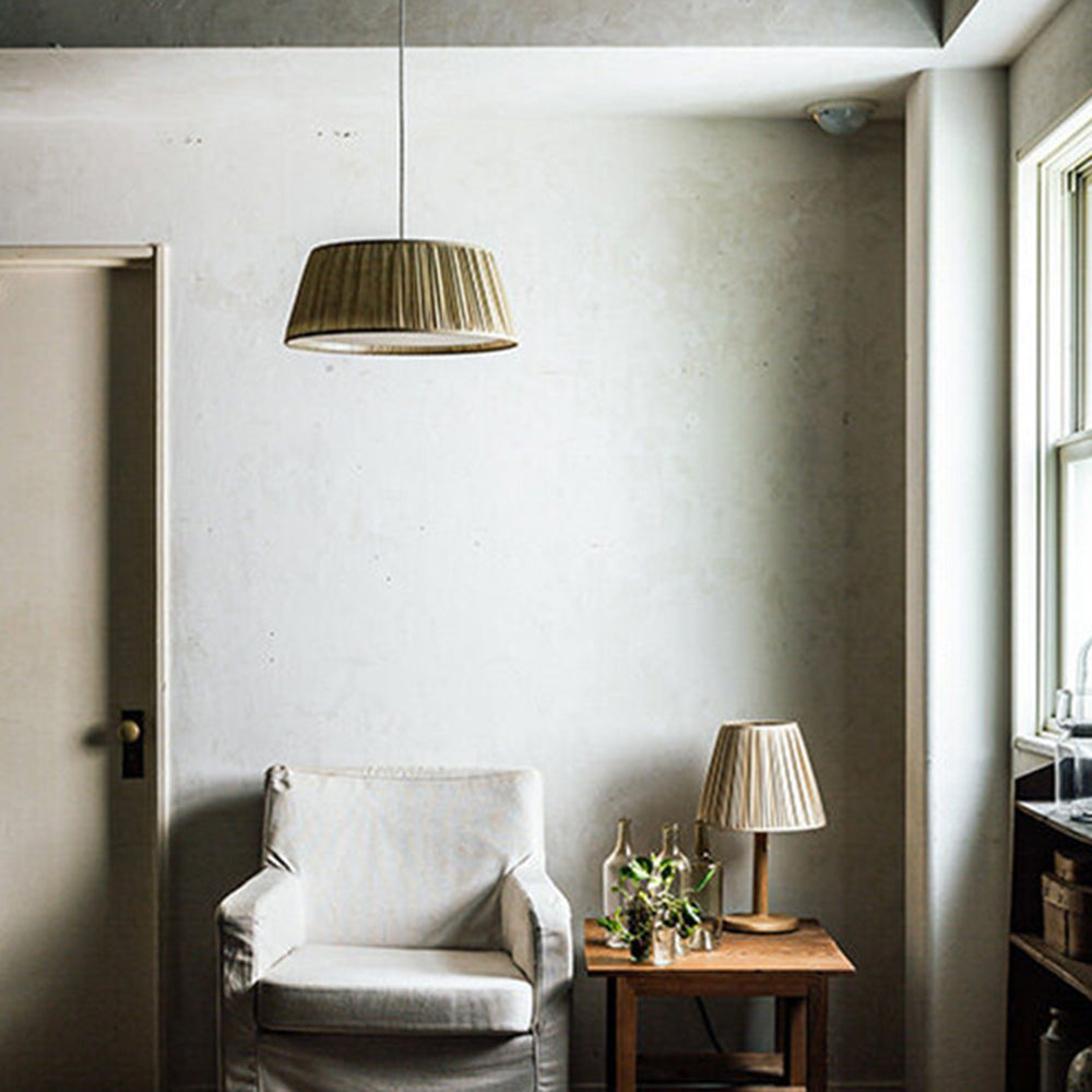 Renée Pleated Pendant Light Wabi Sabi, Metal/Fabric, Living Room