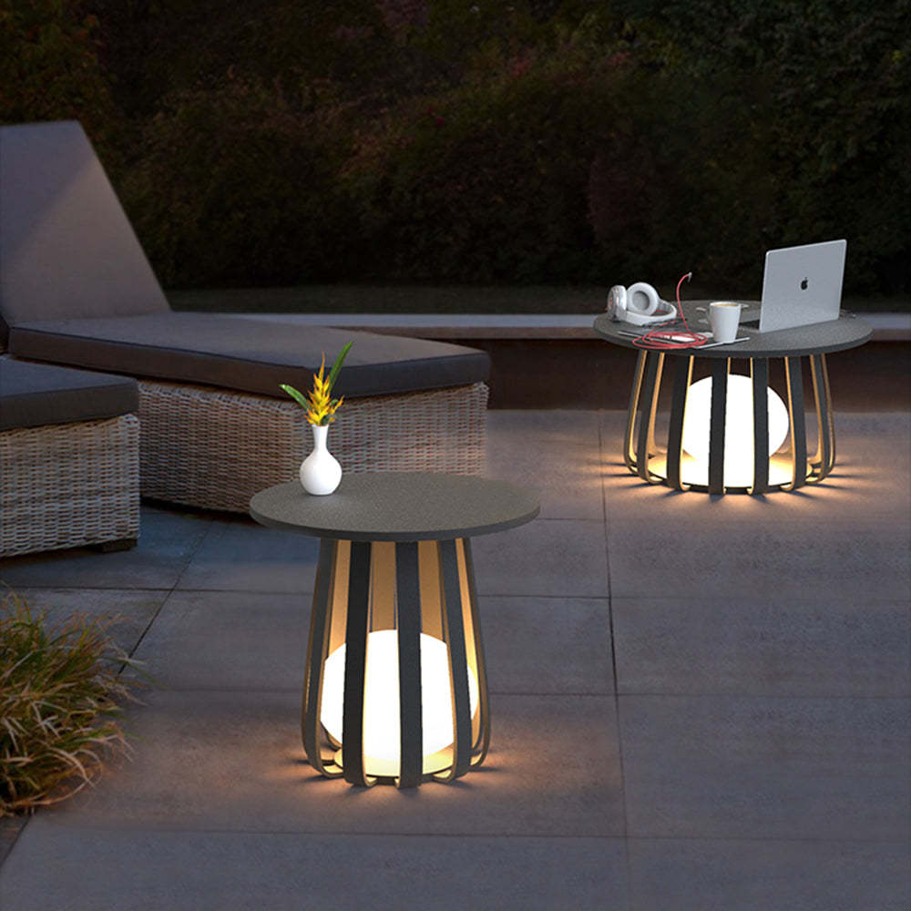 Orr solar floor lamp: metal outdoor table light