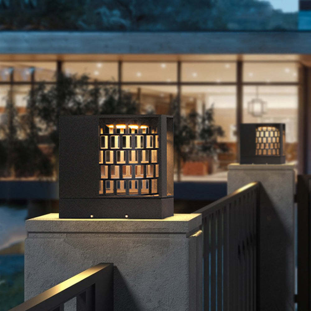 Riley Outdoor Pillar Lights on a Fence