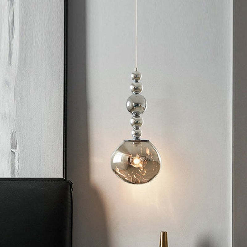 Hailie Retro Pendant Light - Chrome and Smoke Grey
