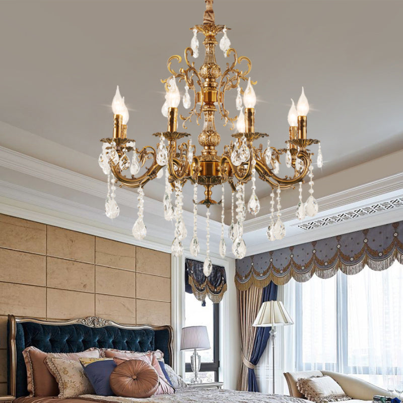 Silva chandelier bedroom lighting with golden bronze finish and crystals