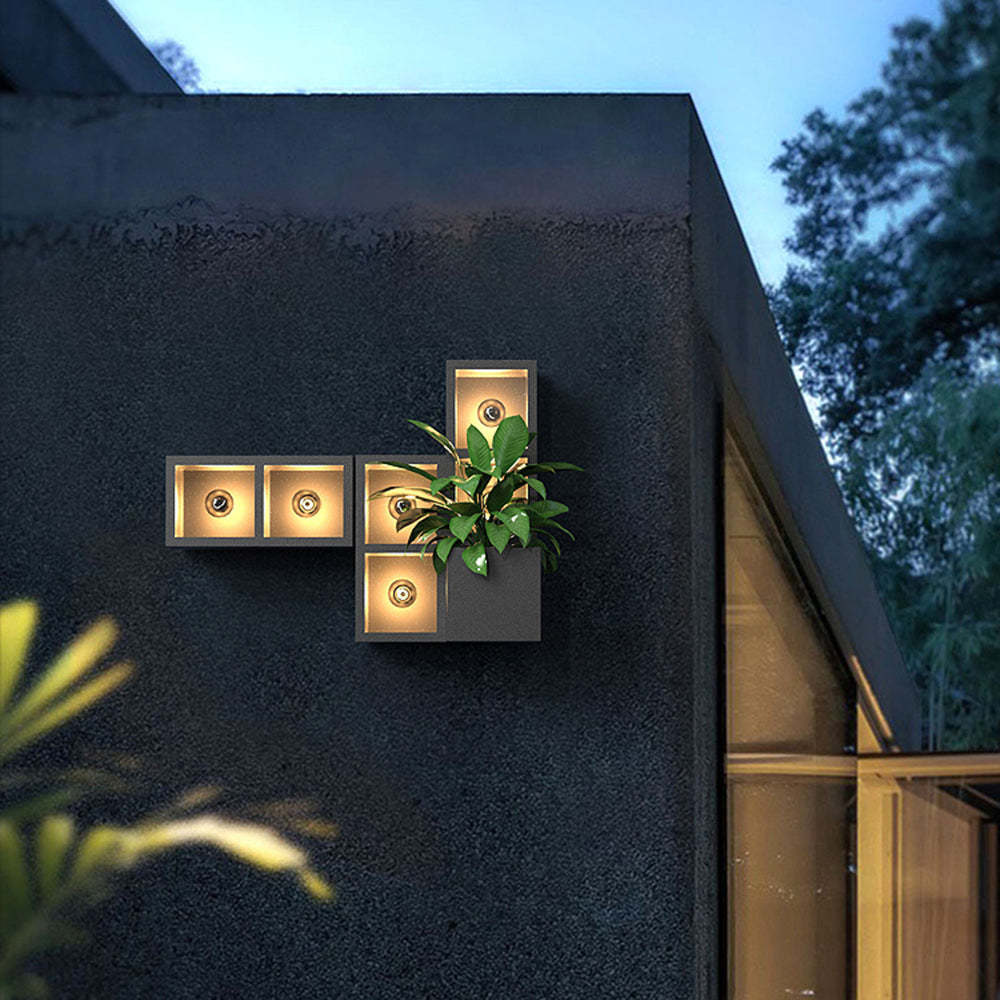 Orr Modern Cube Wall Lamp outdoor with integrated plant