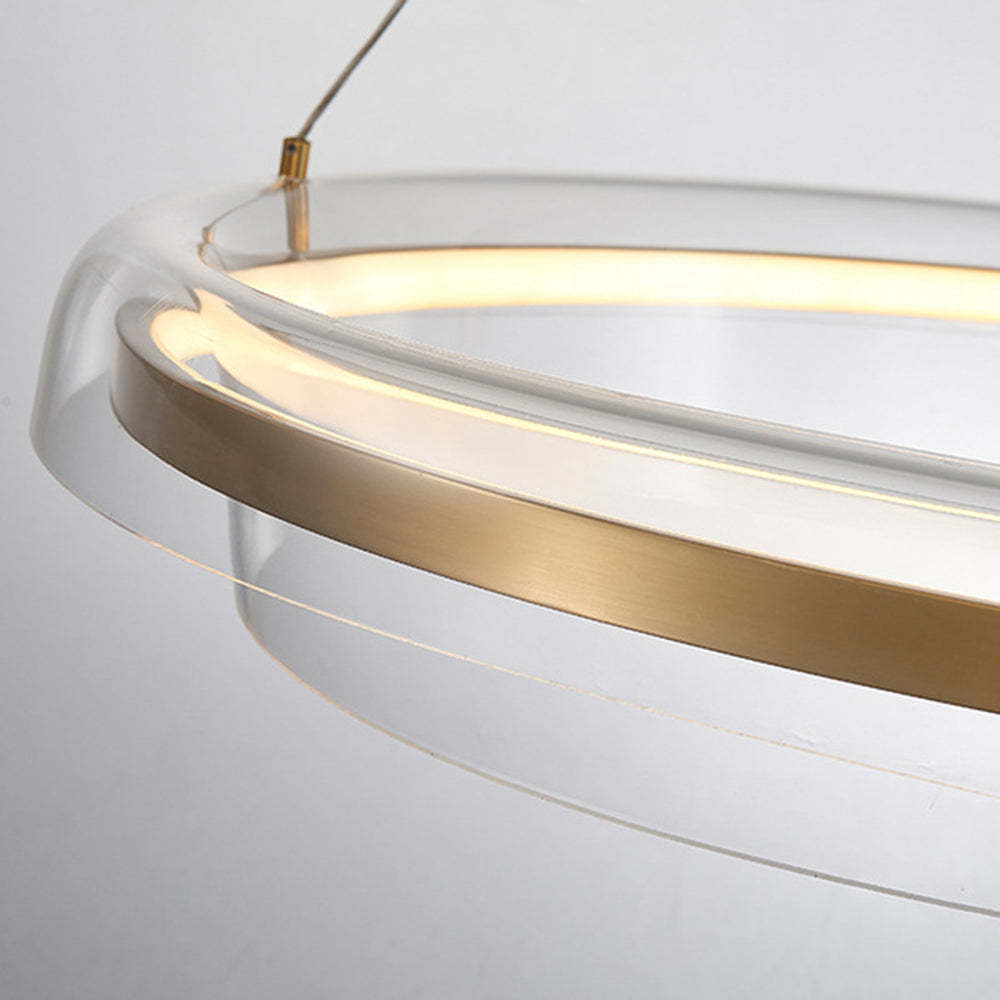 Arisha annular pendant light detail - metal and acrylic