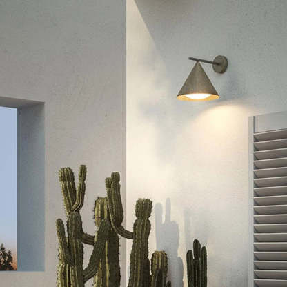 Outdoor wall lamp, illuminating outdoor space with a warm light