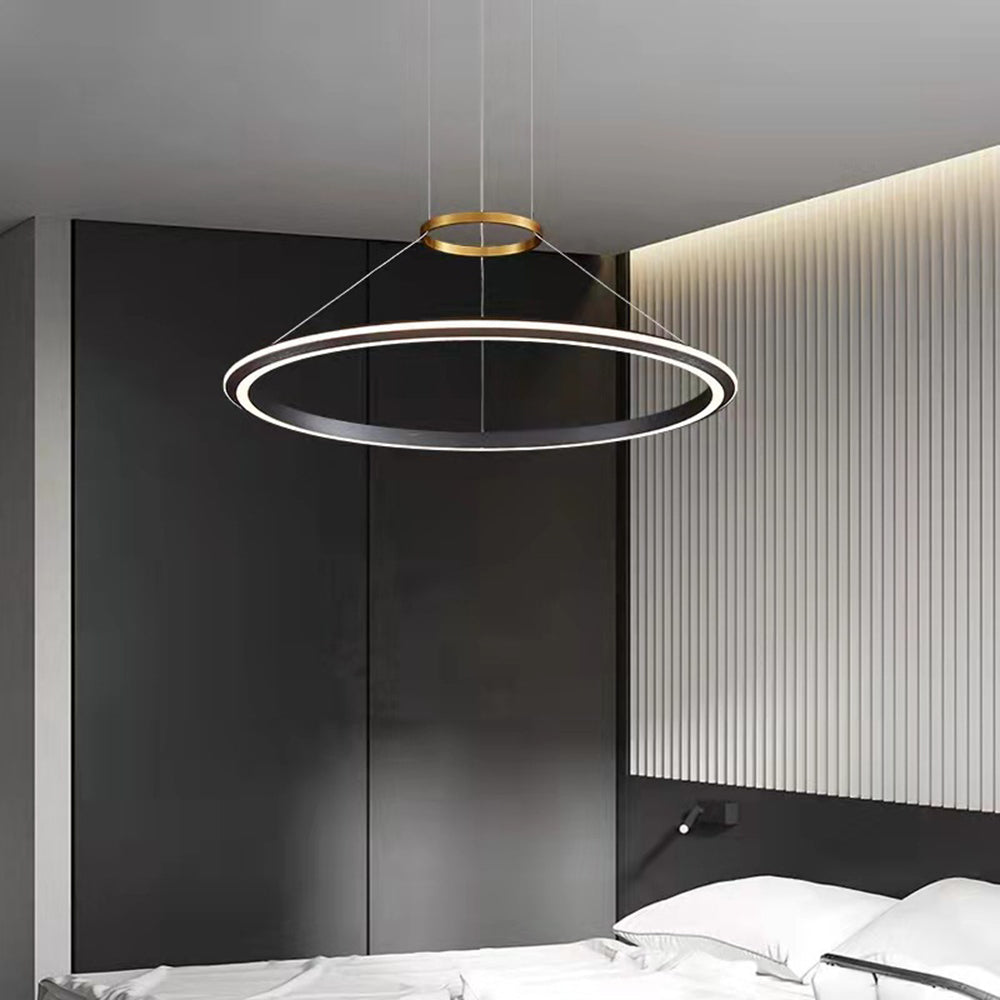 Arisha minimalist ring pendant light in bedroom setting