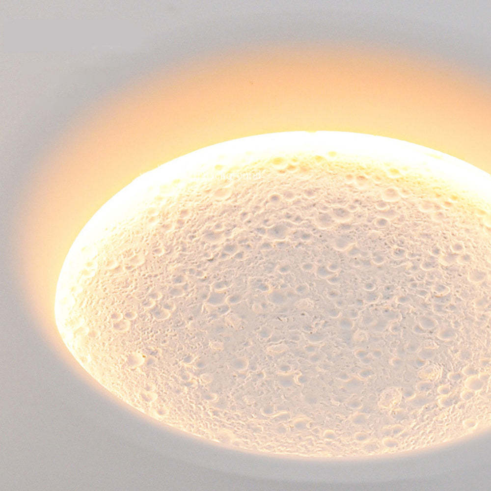 Elif Moon Wall Lamp: Close-up of gypsum texture Elif Decorative Moon Metal Gypsum Wall Lamp