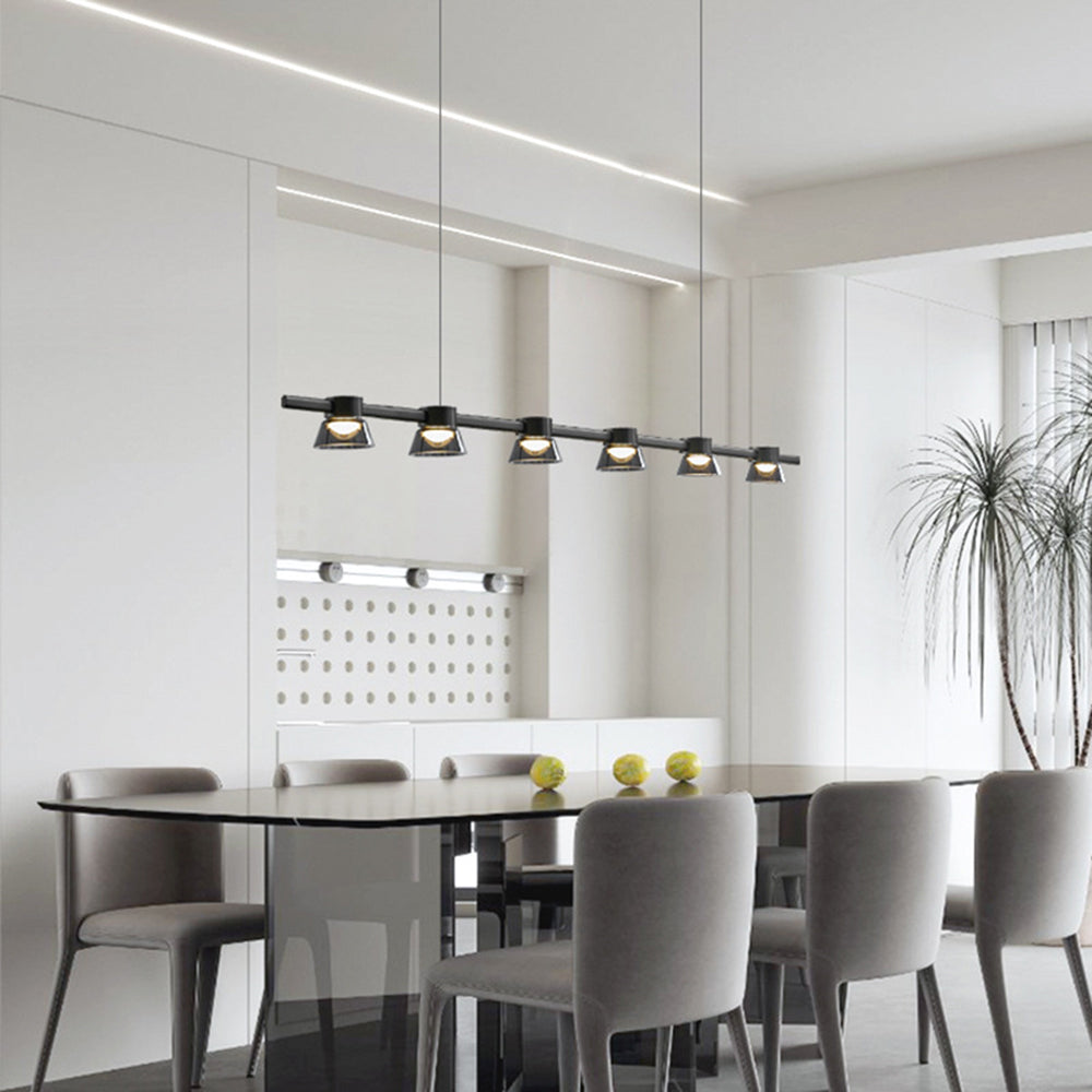Modern dining room with Evette linear pendant light