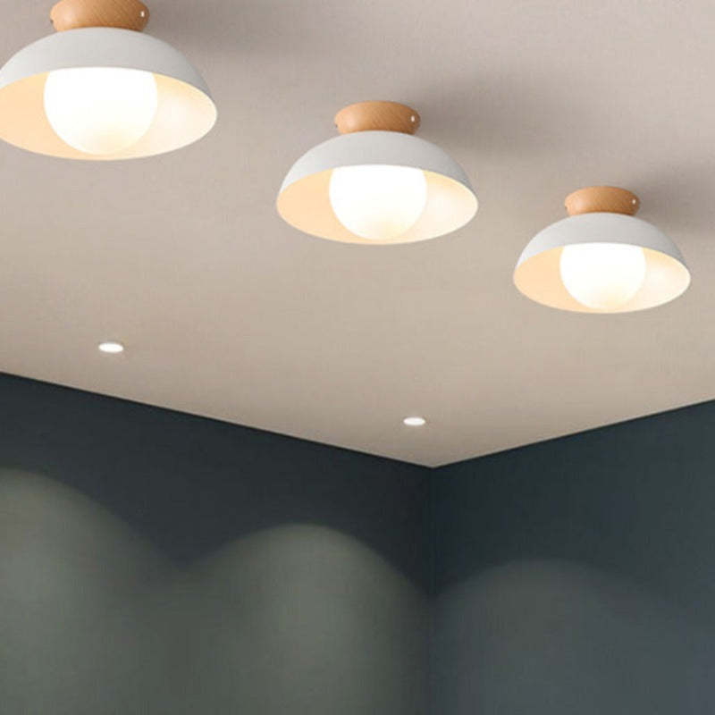 Ozawa Nordic pendant lights, three white metal and wood ceiling lights