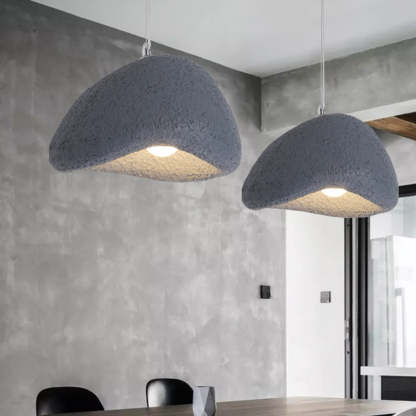 Byers grey resin bread pendant lights for dining room.