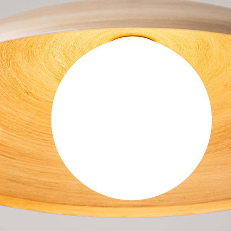 Ozawa Flush Mount Ceiling Light Detail - Wood Texture and Light