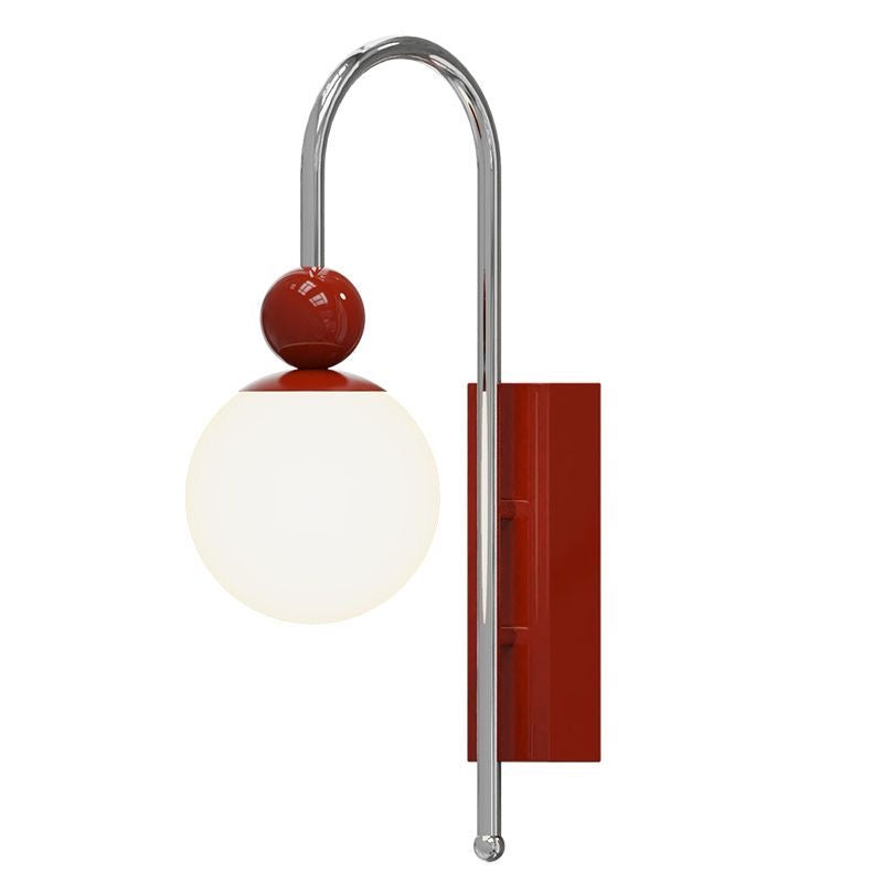 Modern Morandi wall lamp with red and chrome accents