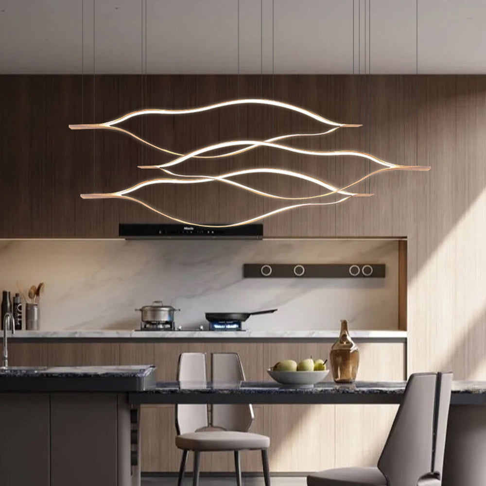 Modern Wave Pendant Light above kitchen island