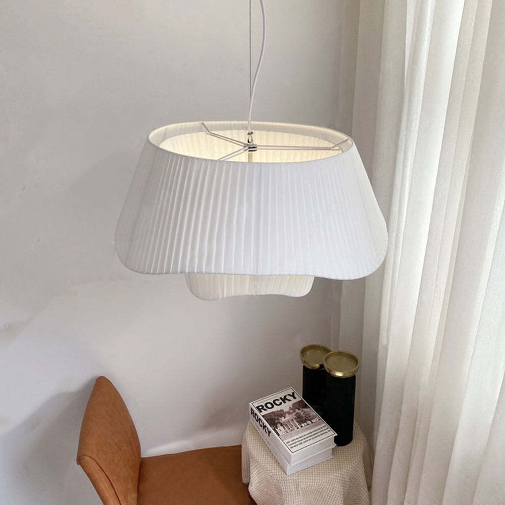 White fabric Renée pendant light in a modern interior