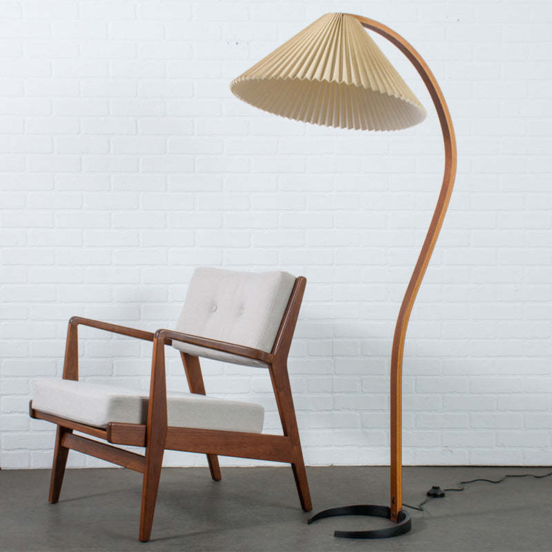 Ozawa LED Floor Lamp with wood frame and pleated shade Ozawa Unique LED Floor Lamp Wood/Metal Bedroom/Living Room