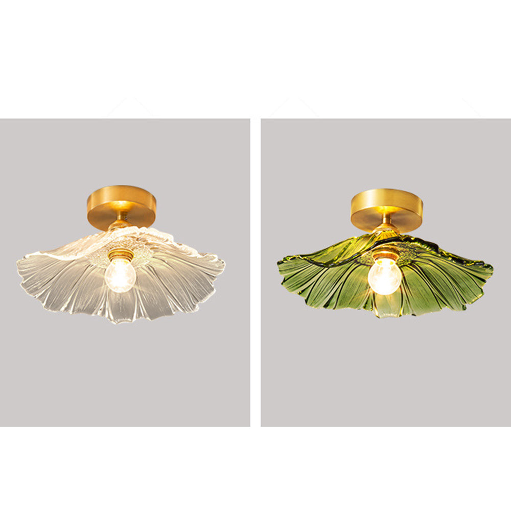 Carins Flower Glass Ceiling Light in Clear and Green