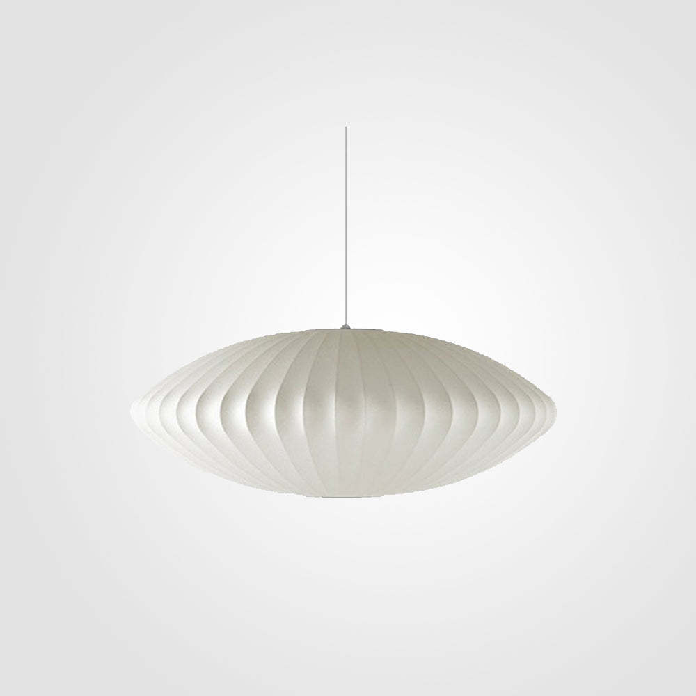 Renée pendant light, white silk shade, Lassola