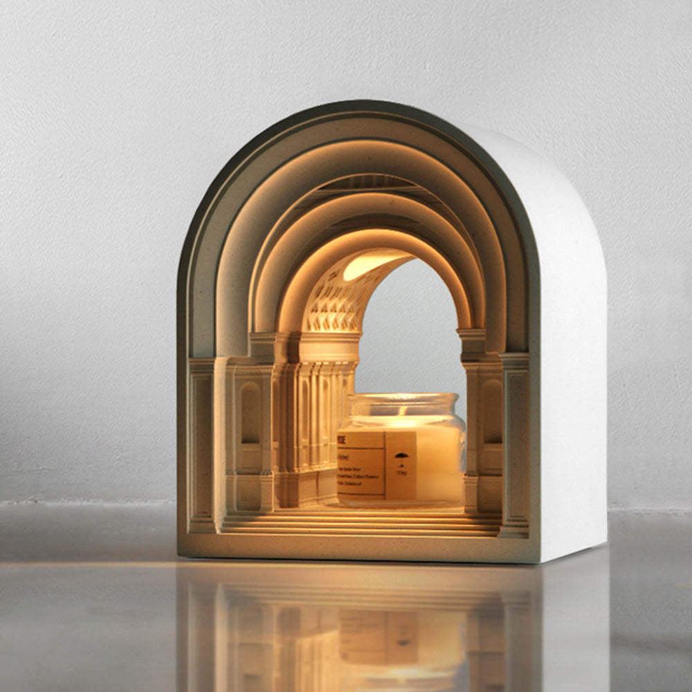 Félicie Gypsum Candle Table Lamp with Art Deco Design Félicie Art Deco Dome Candle Gypsum Table Lamp