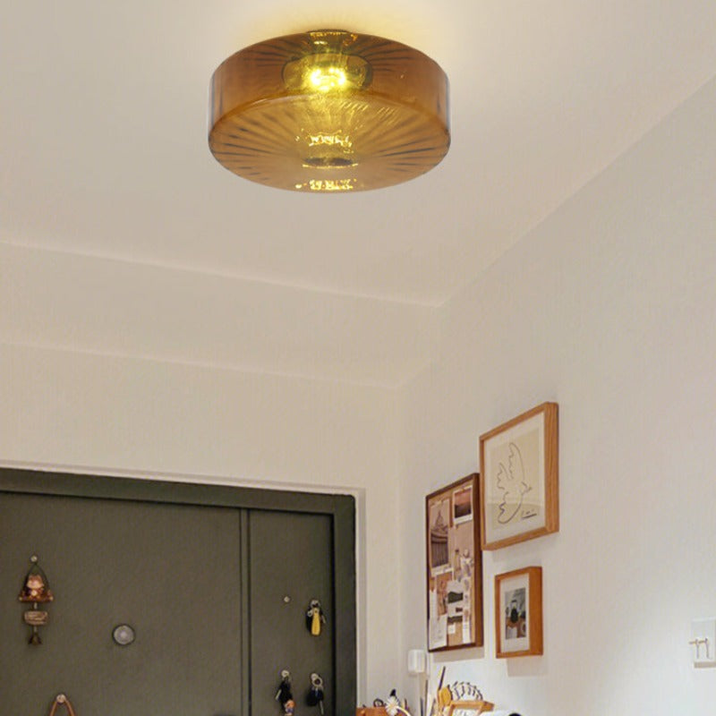 Hailie Round Flush Mount Ceiling Light in a Living Room
