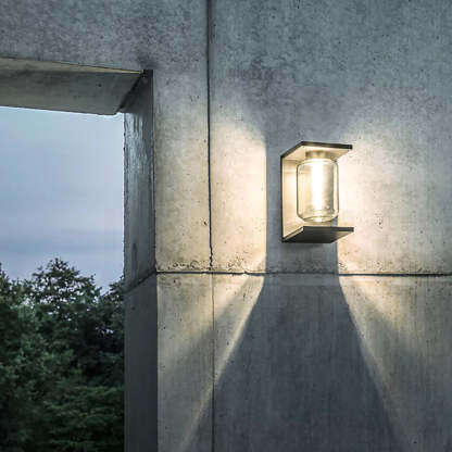 Orr modern solar wall lamp on concrete wall.