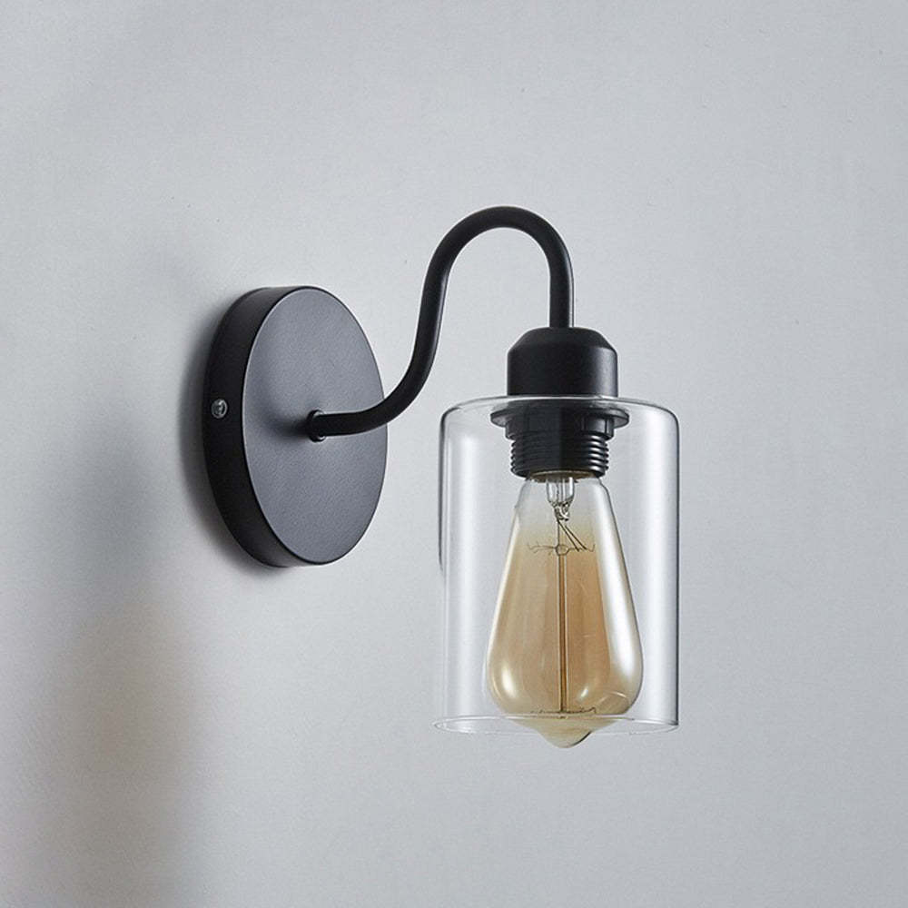 Alessio Wall Lamp: Black metal & glass industrial style