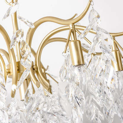 Marilyn Chandelier close-up, gold metal and crystal detail