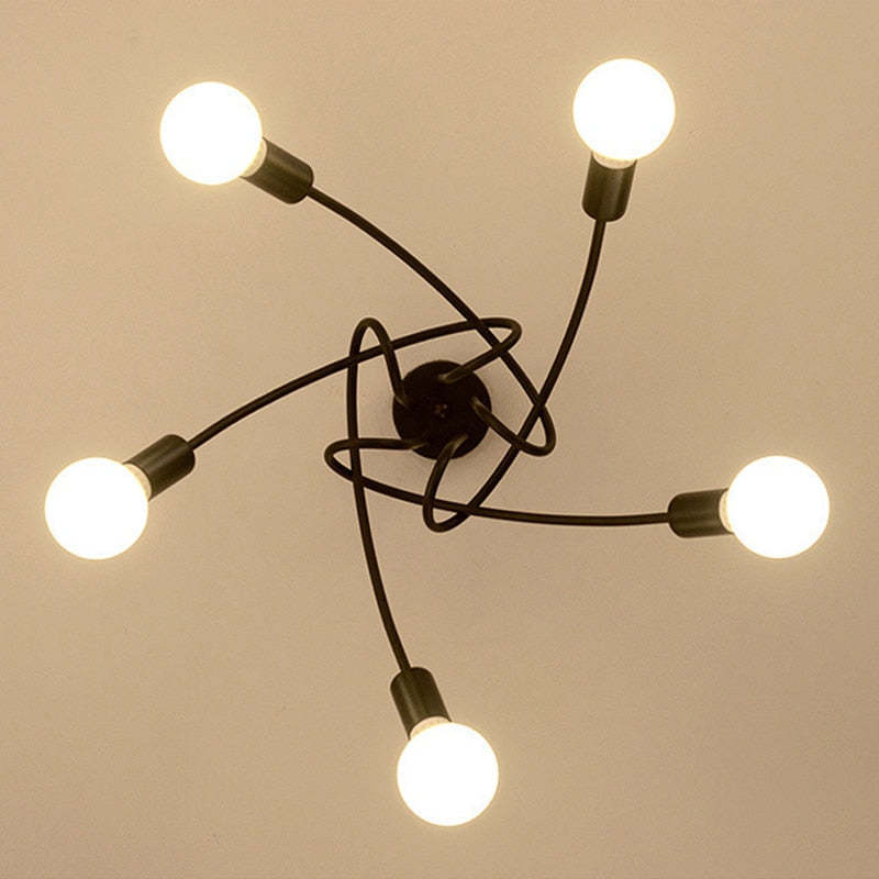 Black Valentina ceiling light with five LED bulbs
