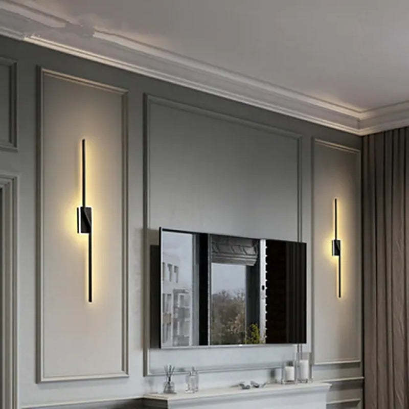 Modern minimalist wall lamp installed in living room