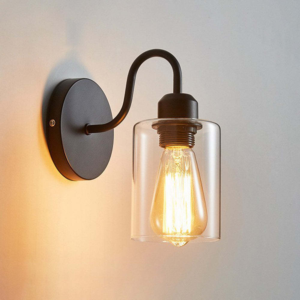 Alessio Vintage Industrial Wall Lamp - Glass and Metal Fixture