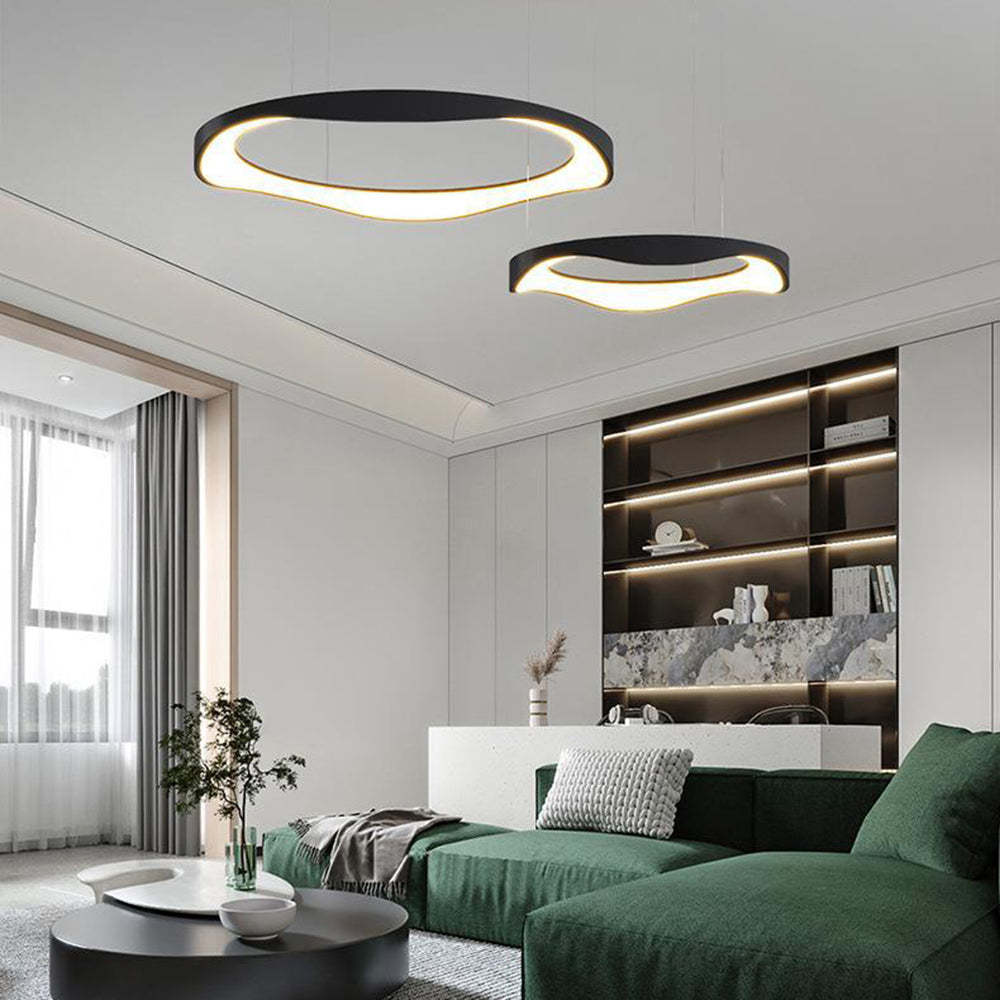 Arisha pendant lights in a modern living room setting.