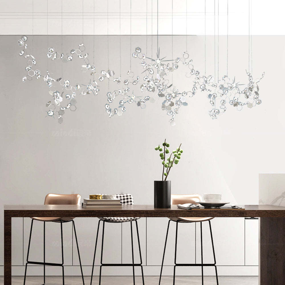 Olivia Crystal Chandelier over Dining Table | Lassola Lighting