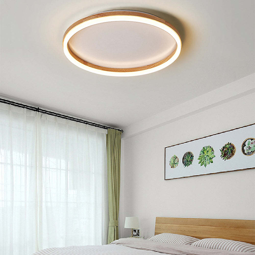 Las Sola Ozawa Round Wood Ceiling Light for Bedroom Lighting