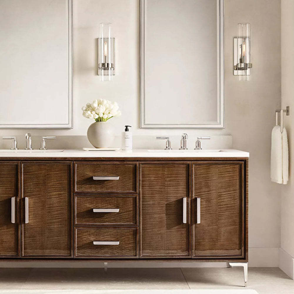 Modern Leigh silver wall lights in bathroom