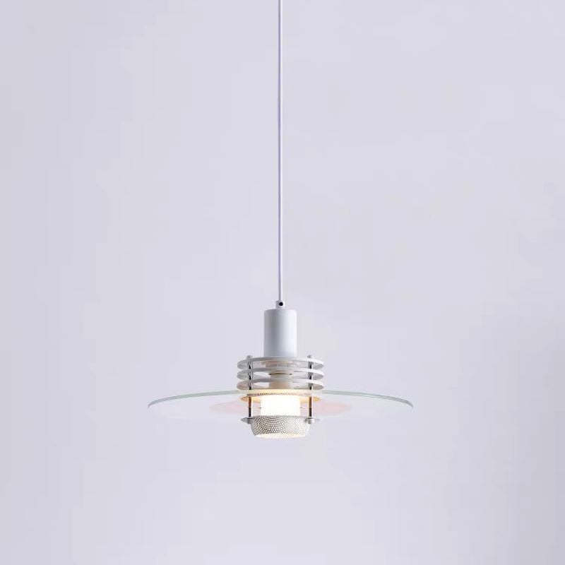 Hailie LED Pendant Light, minimalist plate shape, white and silver