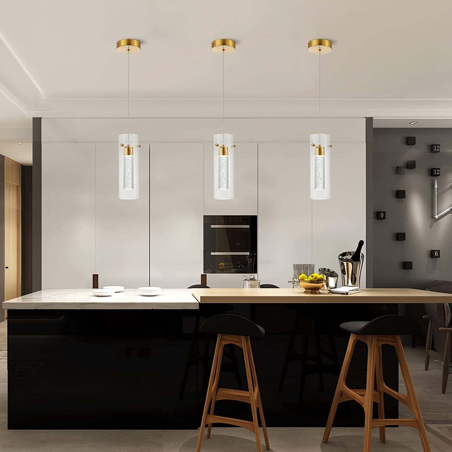 Quinn pendant lights over kitchen island