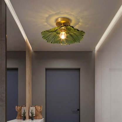 Green Carins flower glass ceiling light in hallway, Las Sola