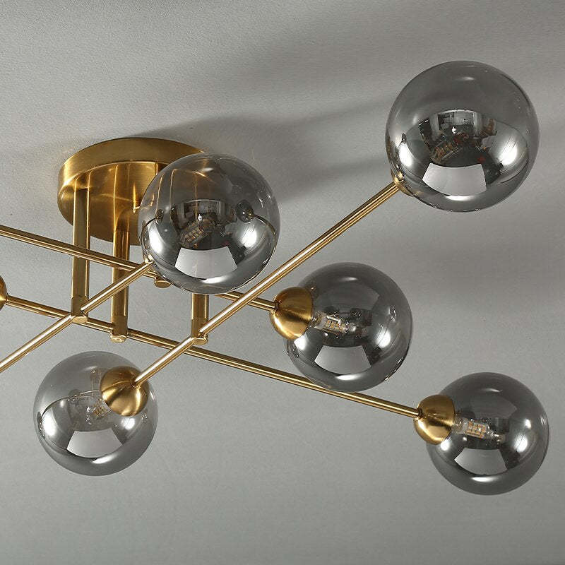 Valentina Chandelier close-up, glass globe lights